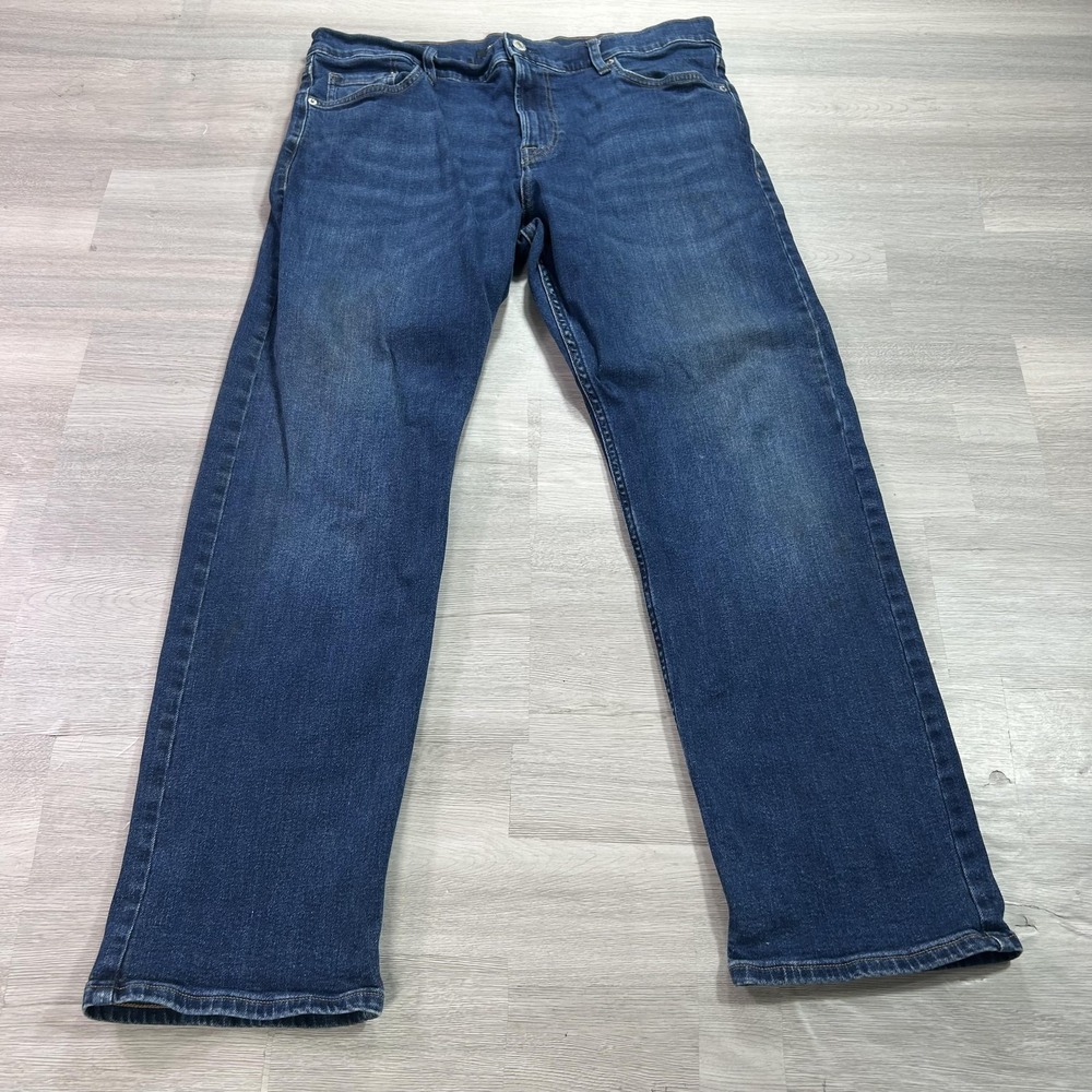 Calvin Klein Jeans Mens 36x30 Blue Regular Straight Cotton Denim Med Wash Pants